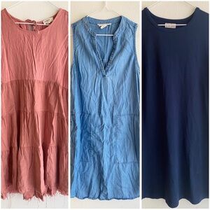 Set of Three Dresses - Pink, Denim, and Navy